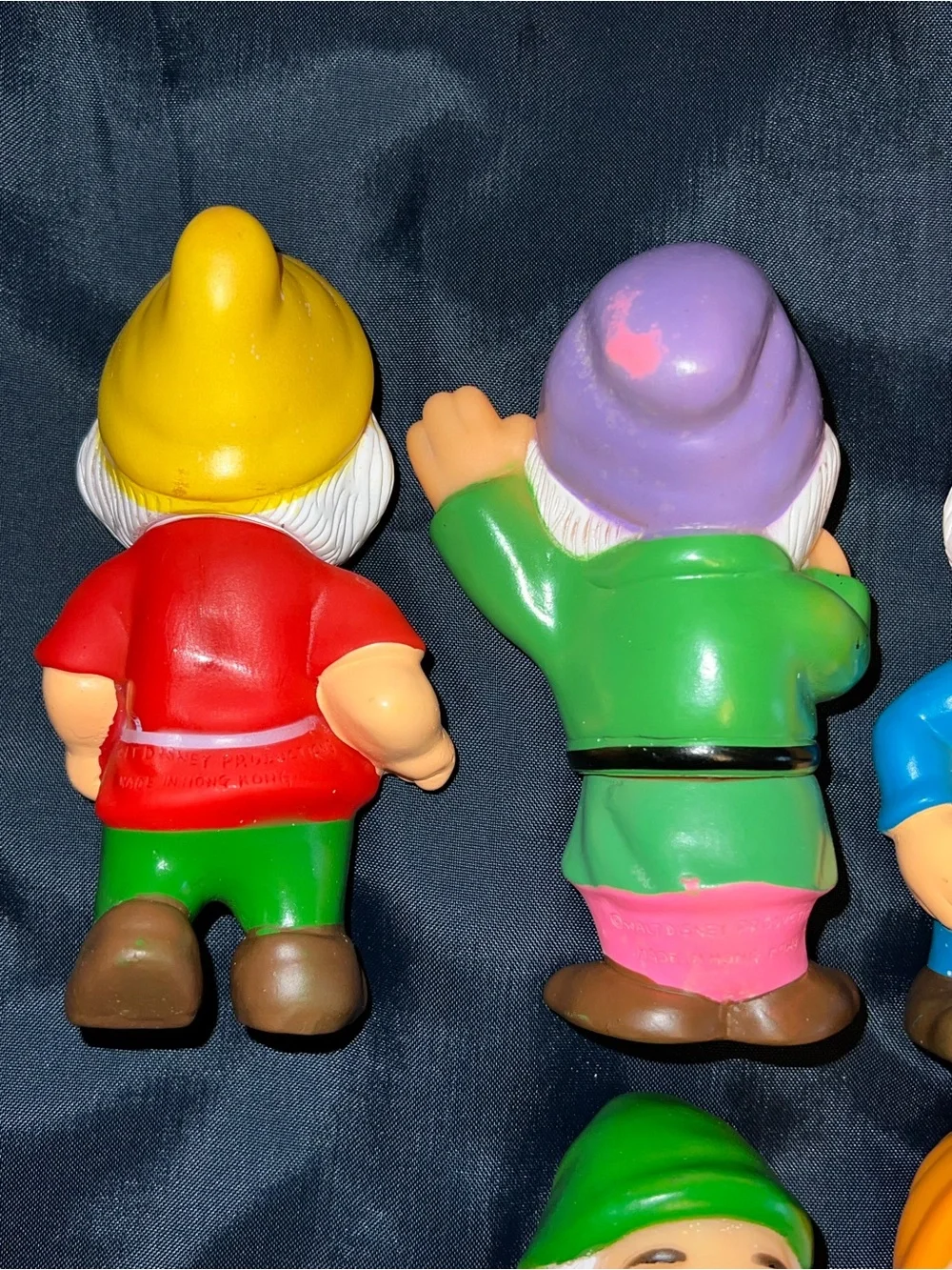 1970s 80s 7 Dwarfs Set 5” Vinyl Squeaky Figures Snow White Vintage Walt Disney